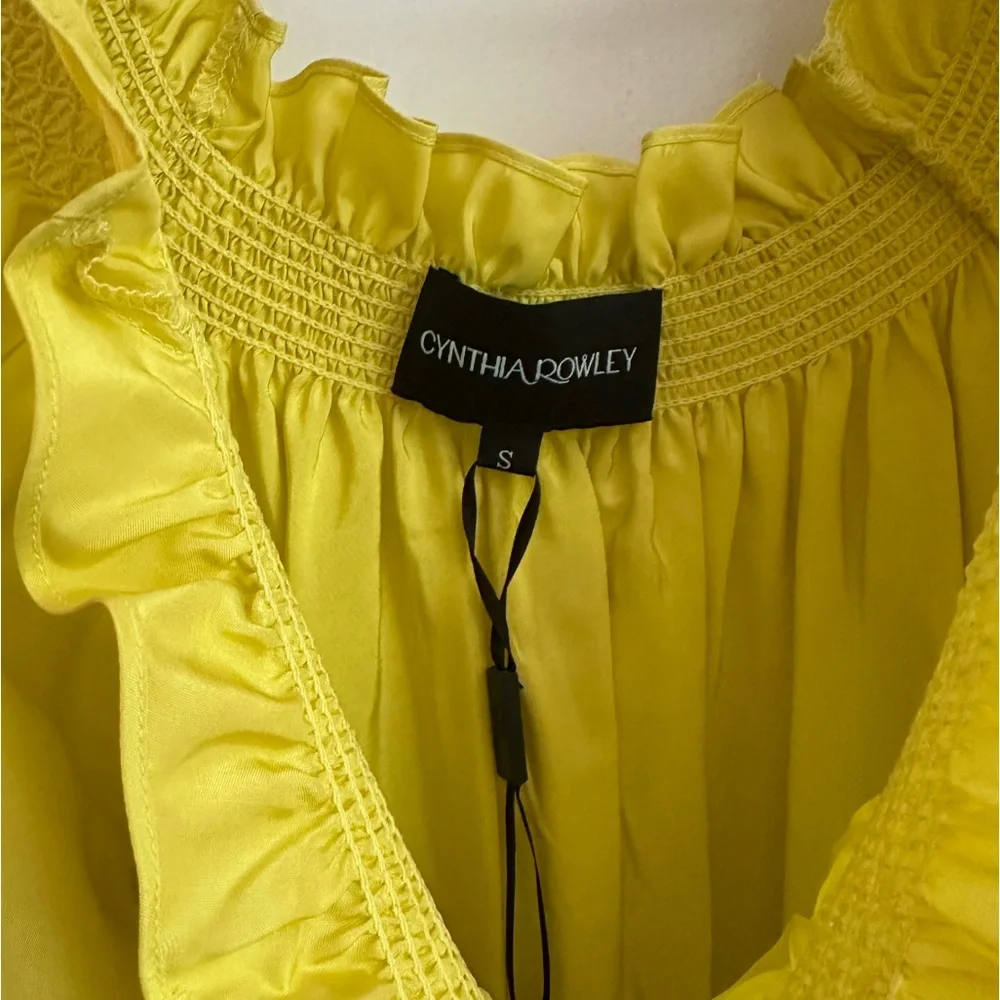Cynthia Rowley Chartreuse Silk Lena Dress - Picture 4 of 8